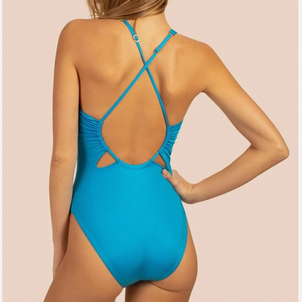 Trina Turk Monaco Solid Plunge One Piece - Picture 3 of 16